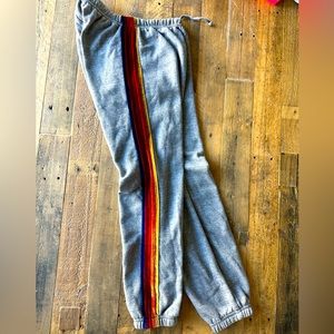 Aviator Nation Small velvet 5-stripe grey sweatpants